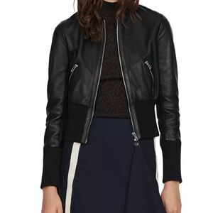 Maje Blotine Cropped Leather Jacket NWOT